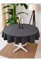 Aura Cotton Fabric Anthracite Smoked Round Water Repellent Tablecloth