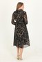 Women's Shirt Collar Button and Belt Detail Midi Length Chiffon Dress Rssn11 - 7
