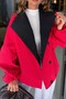Red and Black Garnished Trench Coat Per9860 - 3