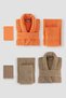 Eldy 8 Piece Striped Bathrobe Family Set 100% Cotton Certified Bathrobe Set Dowry Set -Orange Beige - 2