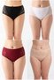 Hnx 4-Pack Cotton High Waist Plus Size Women's Panties with Lace on the Sides