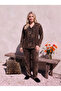 Luxury Suede Buttoned Patterned Long Sleeve Plus Size Women's Pajama Set - 2
