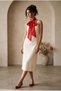 Begonia multifunctional long satin scarf, red.