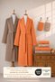 Eldy 8 Piece Striped Bathrobe Family Set 100% Cotton Certified Bathrobe Set Dowry Set -Orange Beige - 5