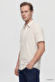 Ds Damat Slim Fit Beige Seersucker Short Sleeve Shirt - 6