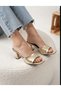 Women's Lena Metallic Gold Skin Slippers - 4