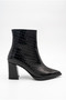 Women's Special Design Pointed Toe Thick Heeled Shiny Crocodile Zippered Boots - 2