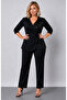 Women's plus size double-breasted sequin-embellished three-quarter sleeve evening dress suit 24717 - 4