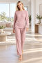 Women's Winter Camisole Homewear Suit Crew Neck Long Sleeve Stripe Textured Knitted Pajamas 09-300 - 2