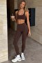 Brown High-Waisted Women's Ribbed Leggings MG1625