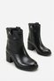 Women's Black Matte Patent Leather Round Toe Metal Pin Detailed Non-Zipper Pull-On Boots - Comfortable Non-Slip Thermo Sole