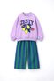 Girl's 3-Thread Non-Printed Suit with Detailed Print - 2