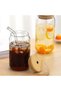 Glass Cup with Bamboo Lid and Straw, Iced Coffee and Cold Drink Cup