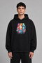 3 Yunus Design Pre-Printed Oversize Black Hooded Sweatshirt