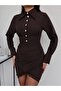 Metal Button Draped Dress E.H Collection - 4