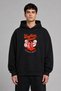 Cow Girl Design Pre-Printed Oversize Black Hooded Sweatshirt