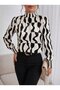 Women's long sleeve turtleneck patterned supreme blouse - 3