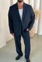 Casual Oversize Double-Breasted Suit Navy Blue