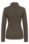 2256 Women's Striped Stand Collar Half Placket Buttoned Blouse Brown - 3