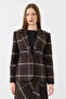 Plaid Blazer Jacket - Brown - 4