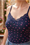 Women's Cotton Basic Ribbon Patterned Lace Detailed Thin Strap V-Neck Undershirt - 2