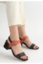 Year Black Skin Orange Detailed Black Heeled Shoes - 2