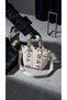 Beige Canvas Shoulder Bag with Gold Detailing and Lining - Women's Handbag and Crossbody Bag - 4