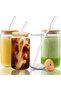 Glass Cup with Bamboo Lid and Straw, Iced Coffee and Cold Drink Cup - 2