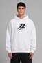 Running Couple Design Pre-Printed Oversize White Hooded Sweatshirt