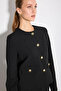 Round Neck Button Detailed Jacket - Black - 5