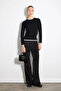 Garnili Long Sleeve Viscose Knitted Blouse - Black - 2