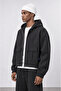 Men's Pocket Detailed Panda Oversize Zip Black - 2