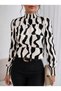 Women's long sleeve turtleneck patterned supreme blouse