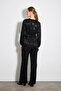 Wide Leg Jacquard Trousers - Black - 6