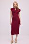 Draped Dress with Gold Button Detail - 5