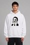 Bıkmış Tasarım Front Printed Oversize White Hooded Sweatshirt