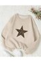 Women's Oversize Winter Sweatshirt Star Printed Crew Neck Casual Sweatshirt