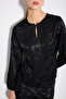 Jacquard Blouse with Drop Detail - Black - 5
