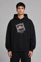 Gold Lip Design Pre-Printed Oversize Black Hooded Sweatshirt