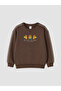 Brown Printed Boys' Thick Sweatshirt - 2