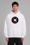 Japanese Record Design Pre-Printed Oversize White Hooded Sweatshirt