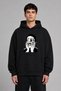 Bıkmış Tasarım Front Printed Oversize Black Hooded Sweatshirt