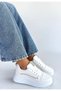 Natte White Leather Lace-Up Sneakers