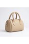 Beige Matte Textured Mini Hand and Shoulder Bag Women's Zippered Daily Stylish Bag 19X11 cm - - 2
