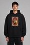 Yellow Mane Horse Design Pre-Printed Oversize Black Hooded Sweatshirt