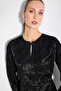 Jacquard Blouse with Drop Detail - Black
