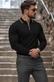 Men's Half-Zip Casual Black Sweater - 2