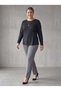 Women's Plus Size Knitted Blouse Long Sleeve Crew Neck Gathered Button Detail Black - 2