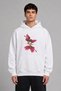 Pink Birds Couple Design Pre-Printed Oversize White Hooded Sweatshirt
