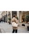 Women's Cream Brown Double Color Soft Leather Shoulder Bag 30X25 cm with Extra Makeup Bag - 2